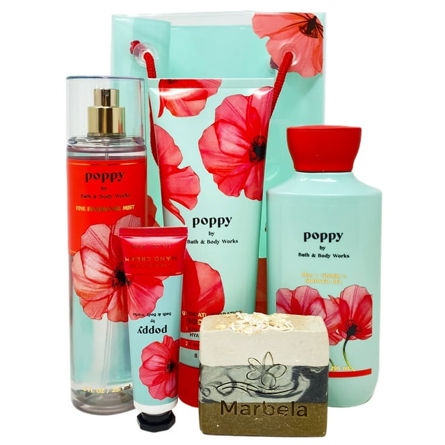 Bath and Body Works Poppy with Marbela Sea Breeze Soap Gift Set Bag