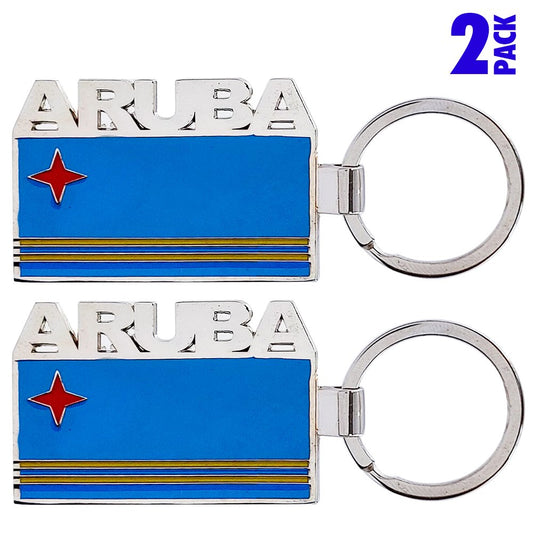 Keychain Aruba Flag Souvenir Gifts Key Chains Set of 2