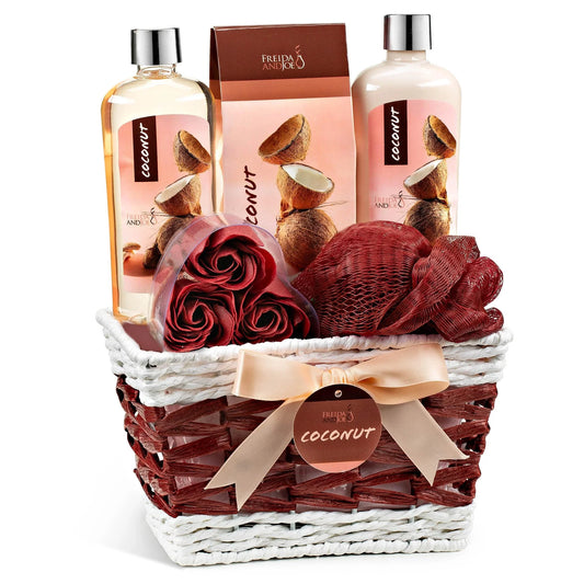 Coconut Spa Gift Basket, 6-Piece HYZ01 Bath & Body Set with Shower Gel