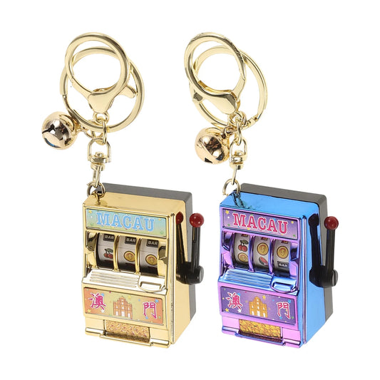 Fruit Slot Machine Keychain 2pcs Mini Retro Joystick Movable Game Entertainment Keyring Fun Pendant Creative Toy For Las Vegas Souvenir