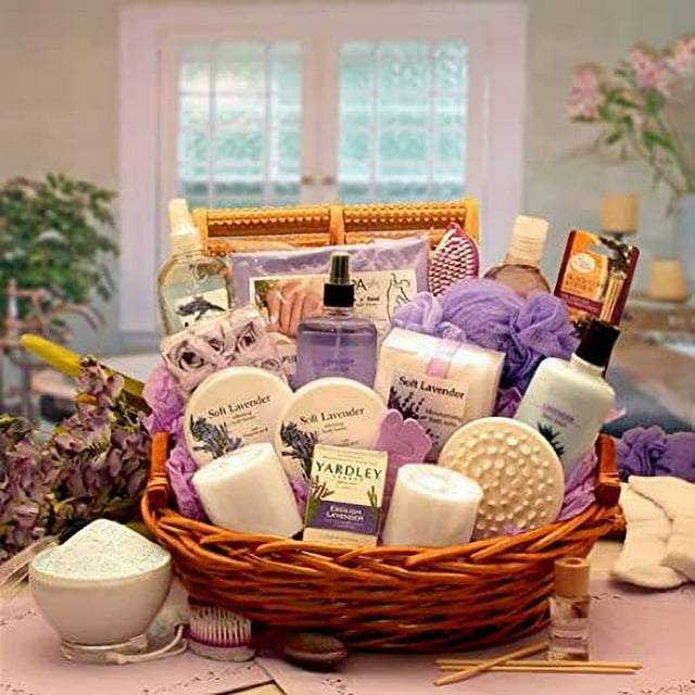 Lavender Bath Body Spa Basket for Women - Mothers Day Gift Idea
