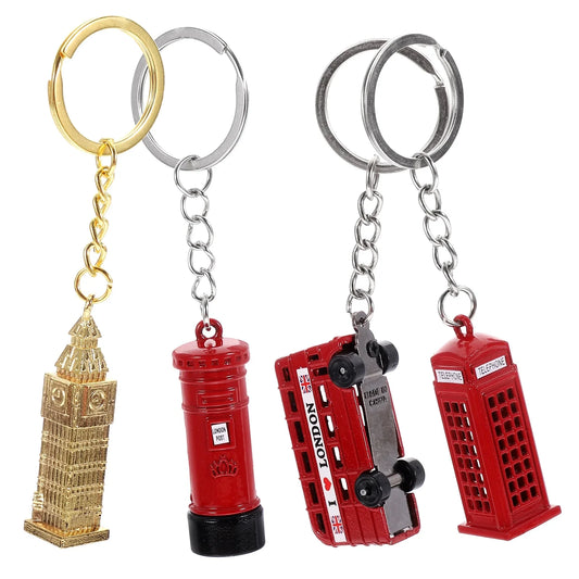 MLINS 4 Pcs London Keyrings Souvenirs Plush Keychain Travel