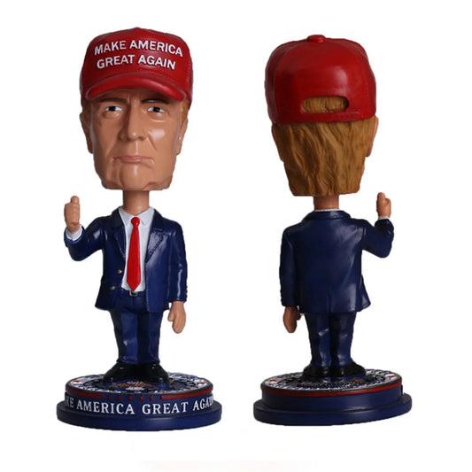 Mini Figurine Collection Donald Trump . 7" high. Lifelike Character, Hand-Painted Novelty Gift, with Red Hat