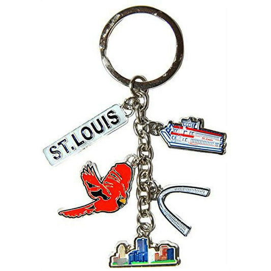 St. Louis 5 Charm Souvenir Keychain Featuring Icons of St Louis