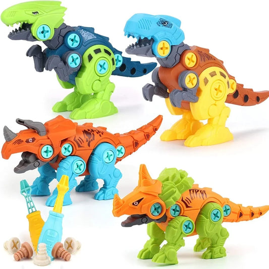 Tyethy Take Apart Dinosaur Toys with Tool Drill, Educational Building Construction Toy Set Gift Toys for Kids Age 3 4 5 6 7 8, 2 Pcs